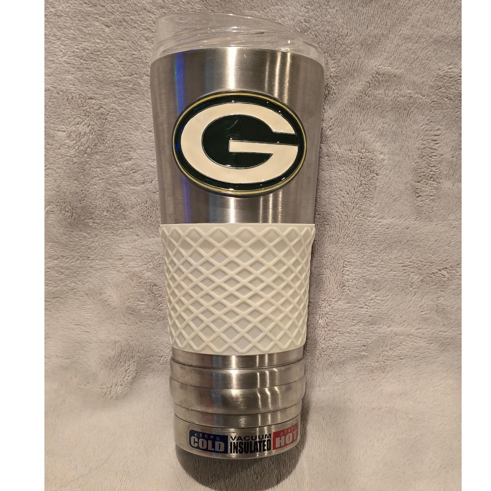 Green Bay Packer 30oz Stainless Steel Vacuum Insulated Tumbler Travel Mug Silver
